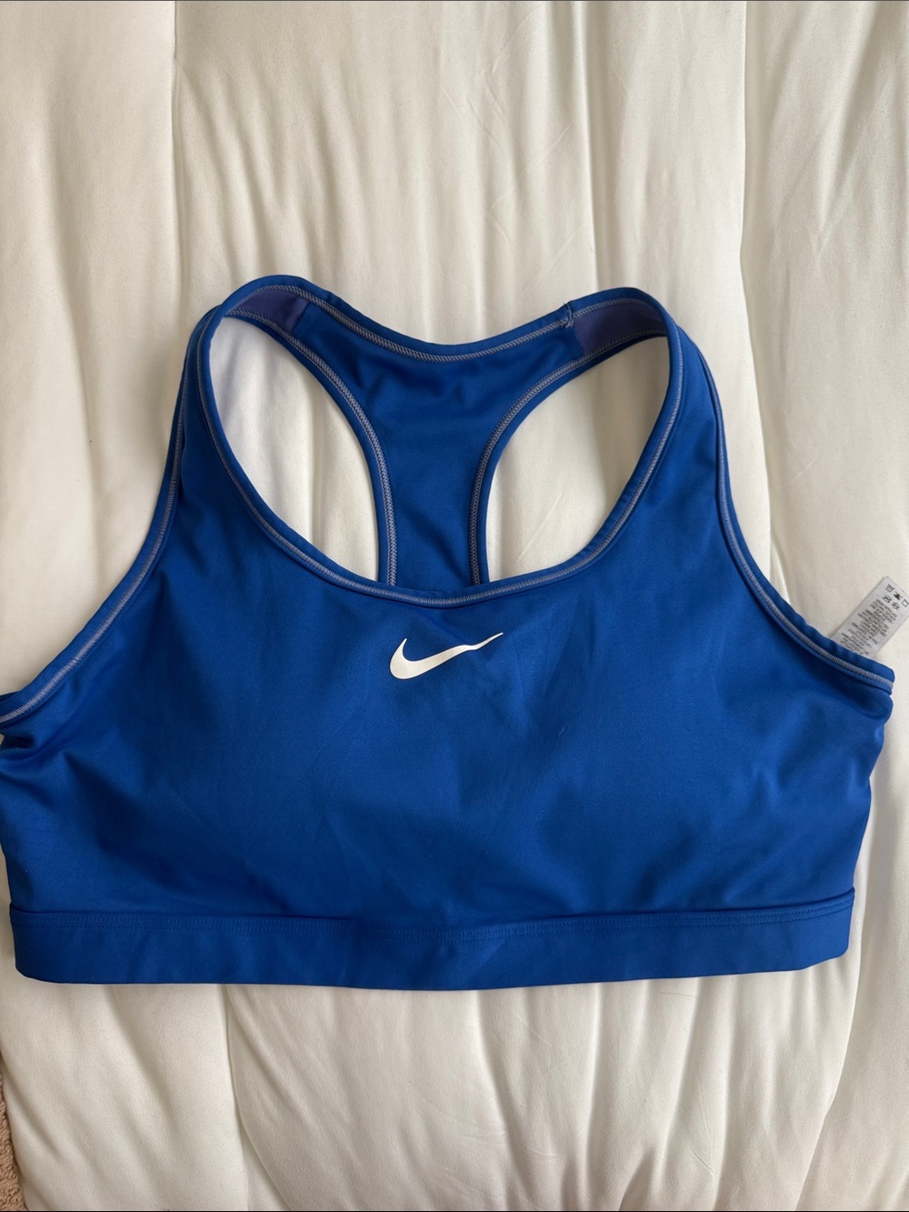 Nike Royal Blue Racerback Sports Bra with White Swoosh